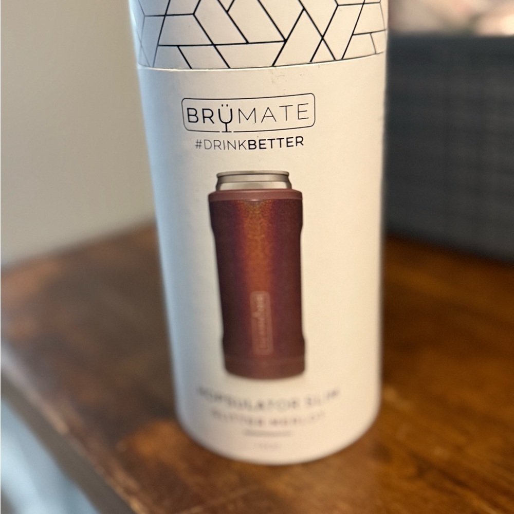 BrüMate Insulated Slim Can Cooler - Glitter Merlot